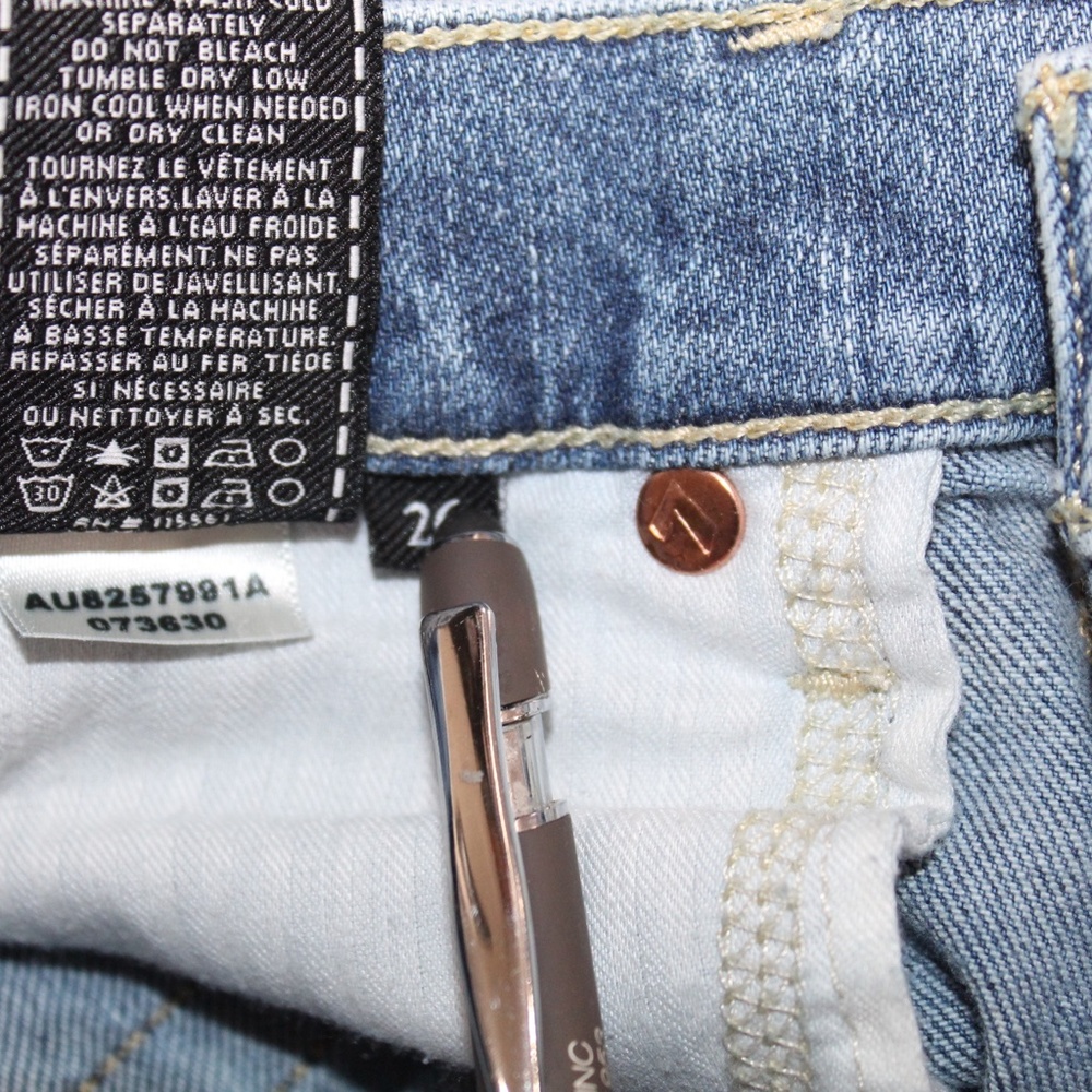 7 For All Mankind Jeans Kiki With Shadow Side Seam In Gold Coast Waves Size 26 - Picture 5 of 7